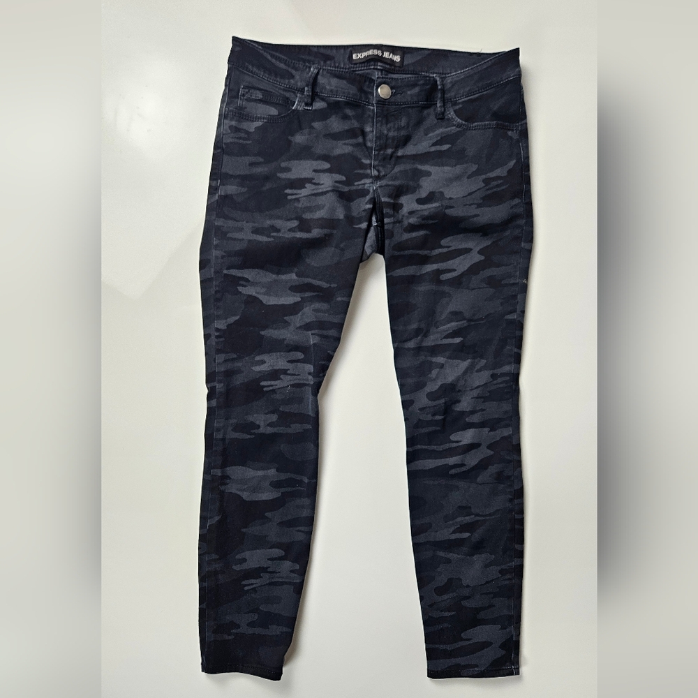 Express Black And Grey Dark Camouflage Jeans